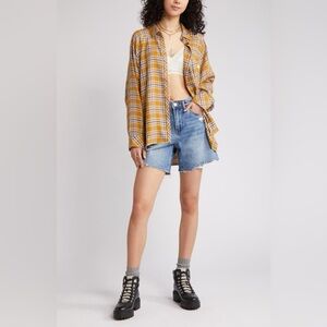 BDG URBAN OUTFITTERS Brendon High-Low Flannel Button-Up Shirt Over-Size XL